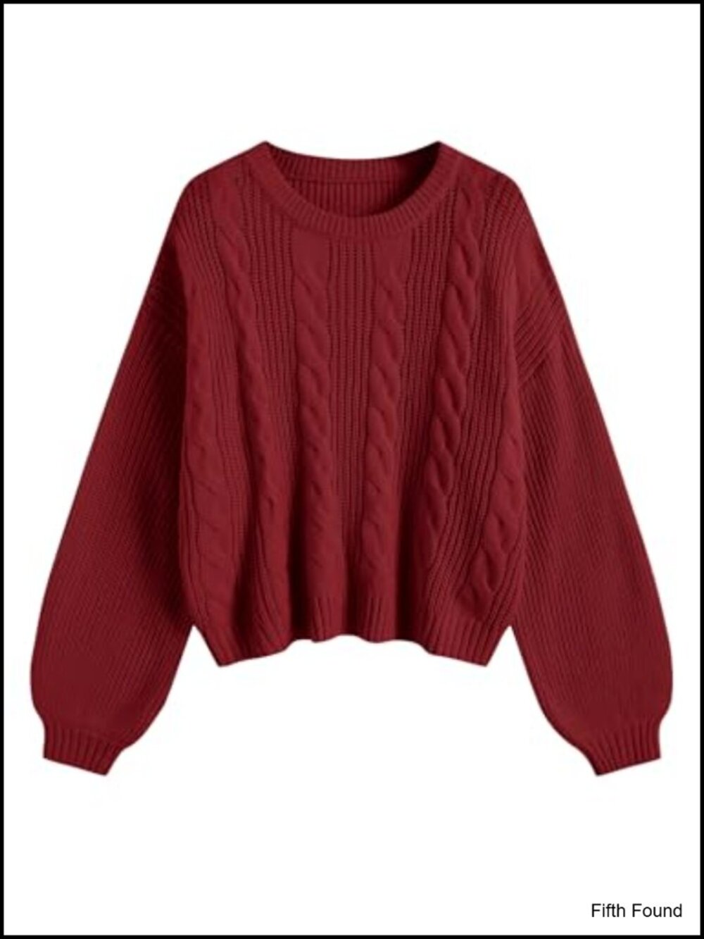 Cable Knit Sweater Oversized Lantern Sleeve Pullover Top